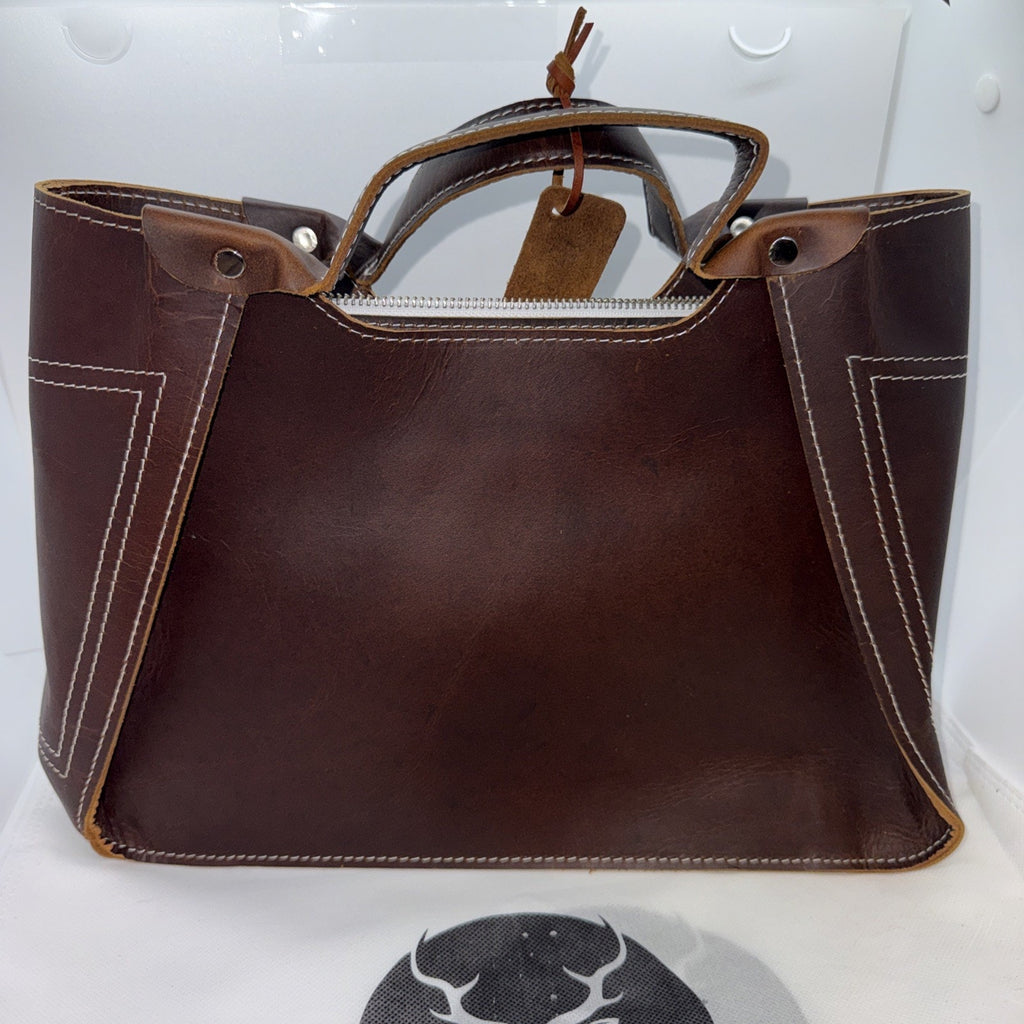 The Tannery Genuine Full Grain Leather Tote Bag for Women Dark Brown