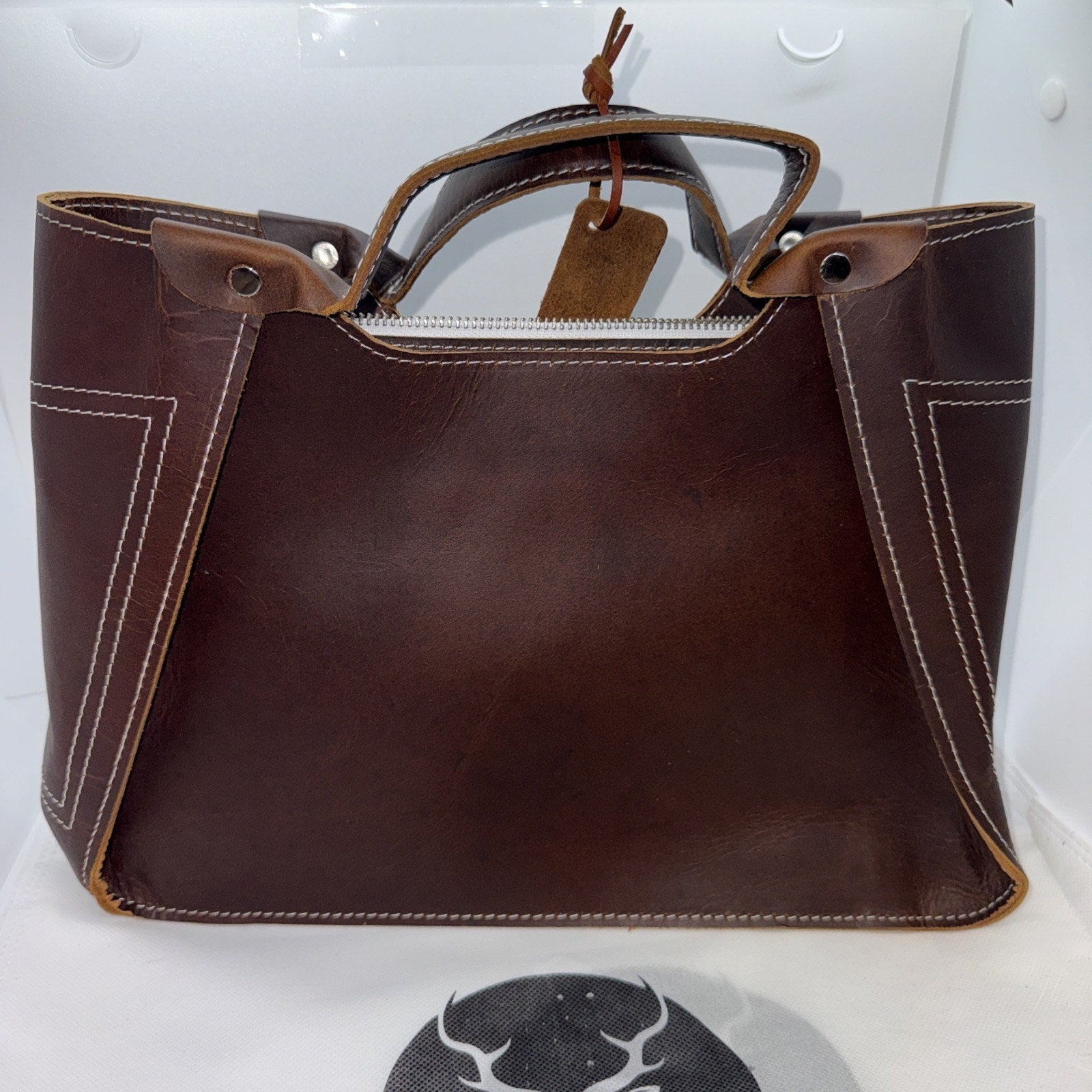 The Tannery Genuine Full Grain Leather Tote Bag for Women Dark Brown