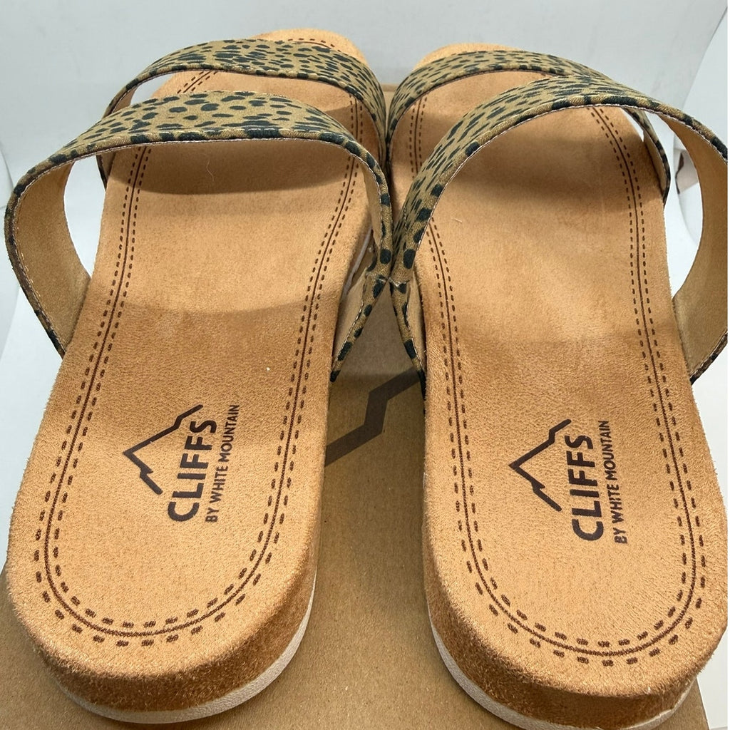 Cliffs by White Mountain Tahlie Slide Sandal Womens US 10 Tan Cheetah C29049-834