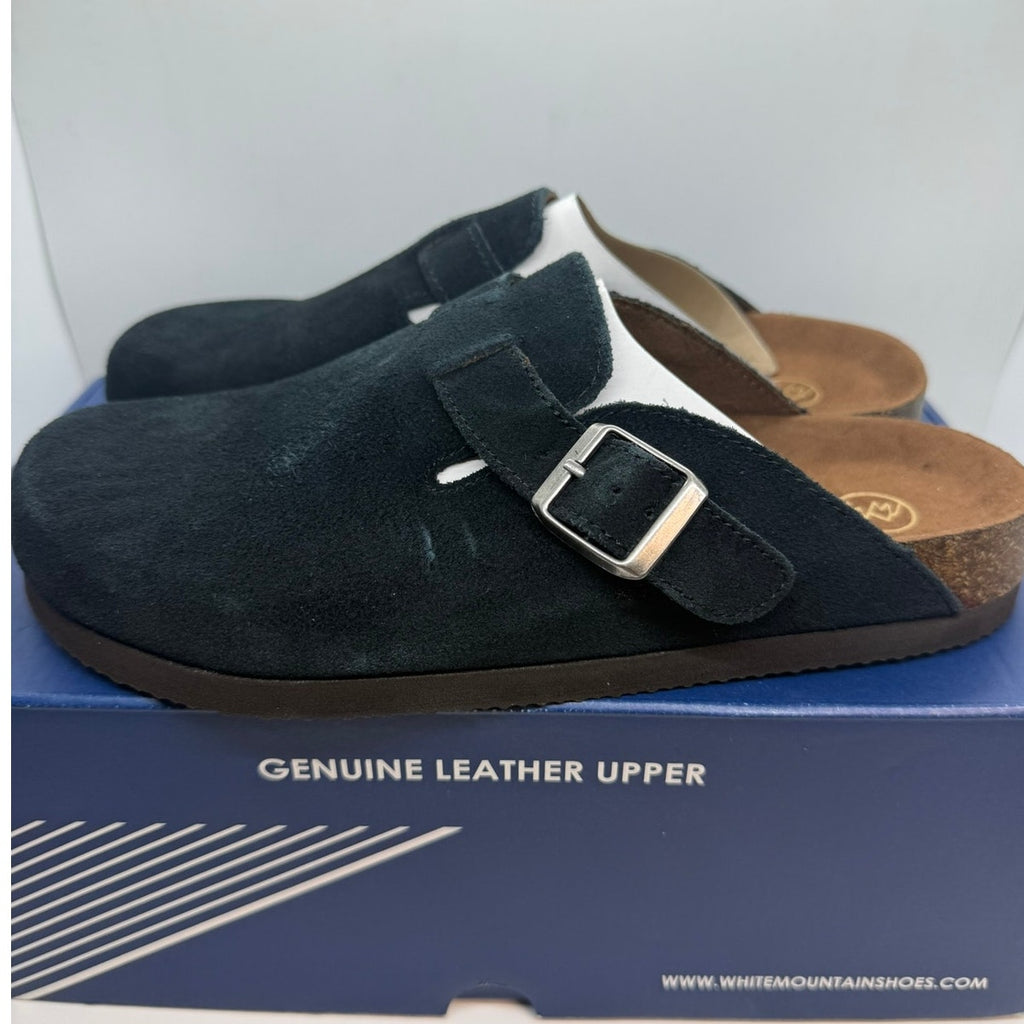 White Mountain Bari Slip on Clogs Women's US 7 Black Suede Leather W27246-001