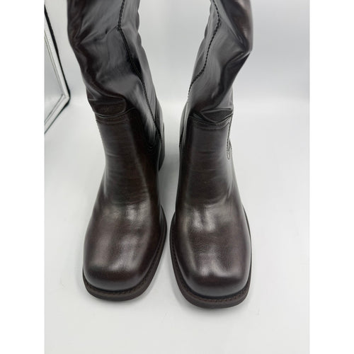 Adolilove 2430 Mid-Calf Boots Women's US 11 Dark Brown Leather Square Toe