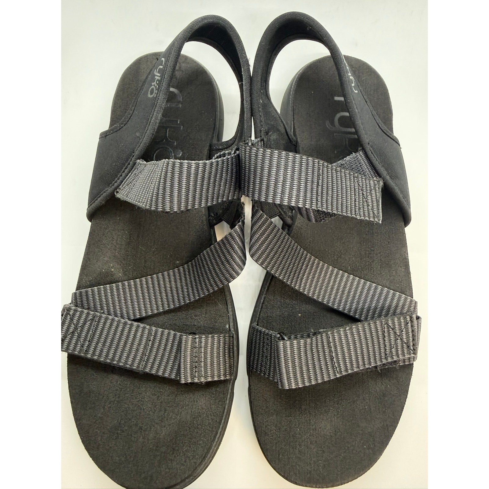 Ryka Manifest Sport Adjustable Sandals Women's US 10 Black Hook & Loop Closure