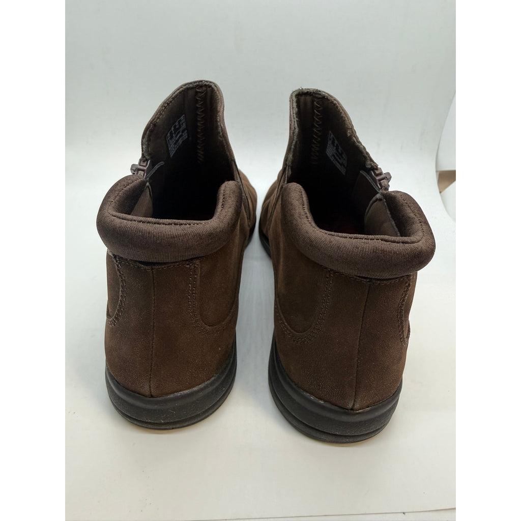 Clarks Breeze Range Ruched Ankle Booties Women's US 9 Dark Brown Side Zip