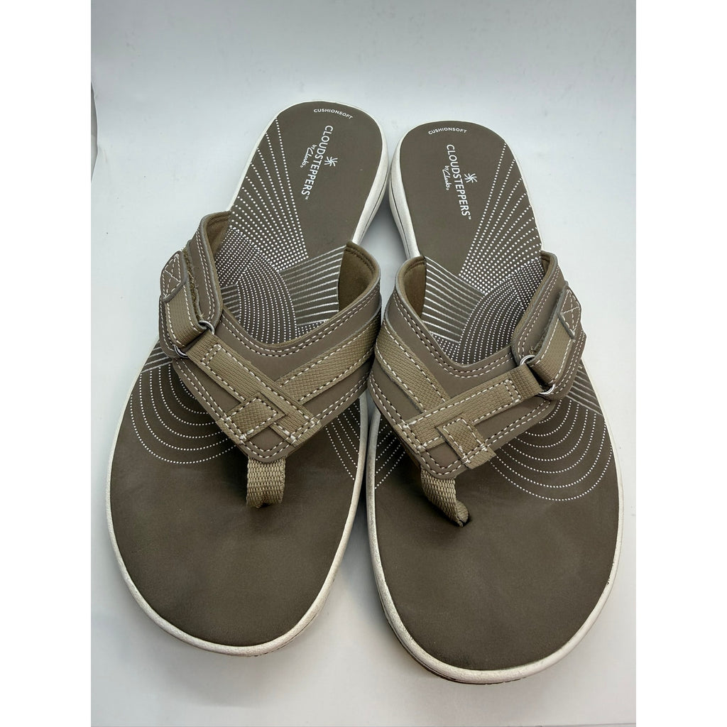 Clarks Breeze Sea Taupe Comfort Thong Sandals Women's US 10 Taupe Slip On