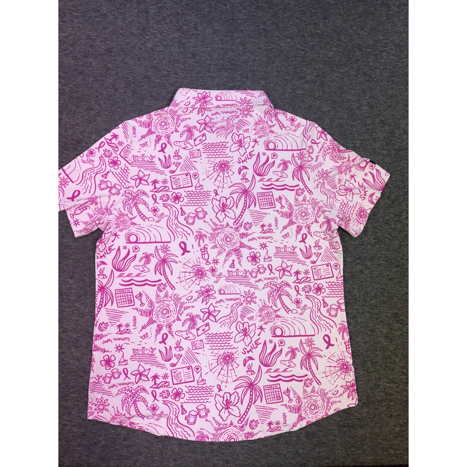 Sunday Swagger Womens Golf Polo Shirt Happy Thoughts Breast Cancer Awareness