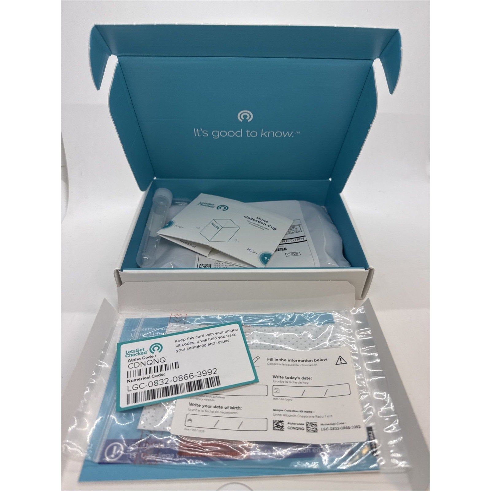 Lets Get Checked Urine Albumin Creatine Ratio At Home Test Kit Exp 12/2029