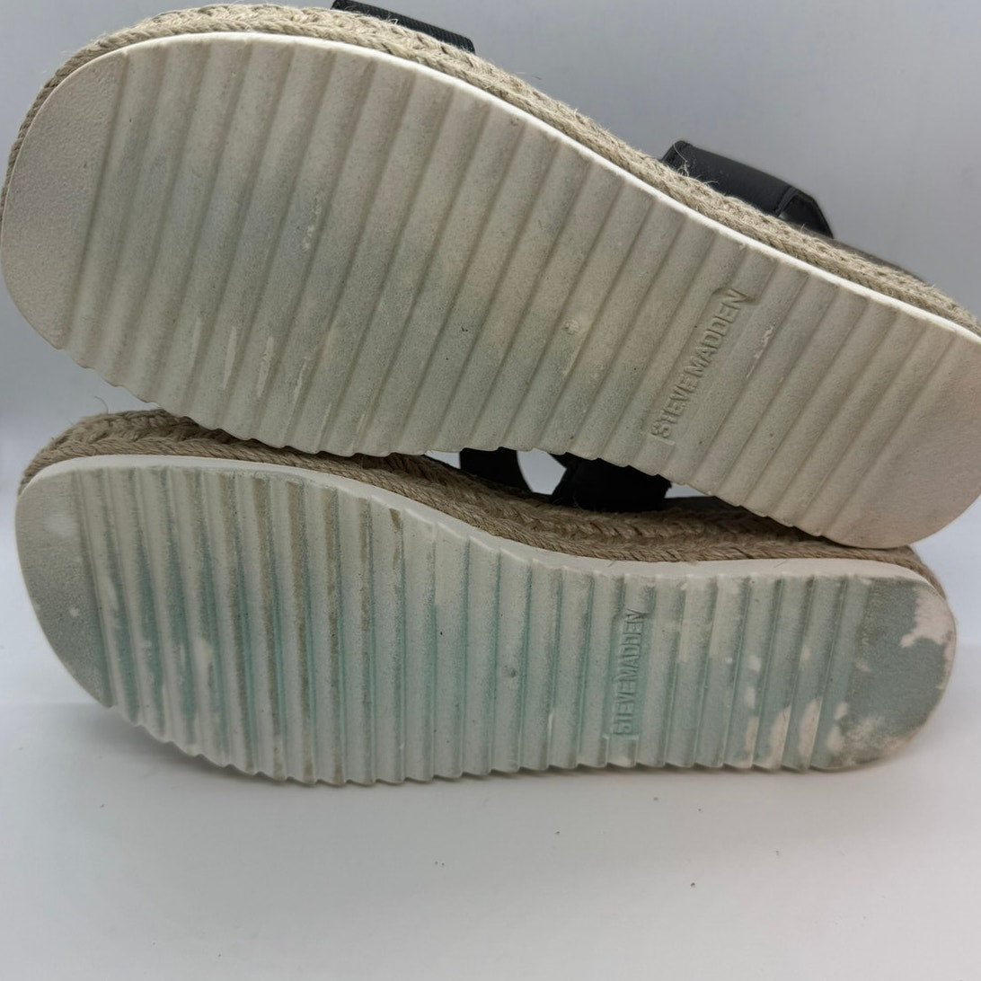 Steve Madden Jaklin Platform Sandal Women's US 8 Beige Black Slingback Strap