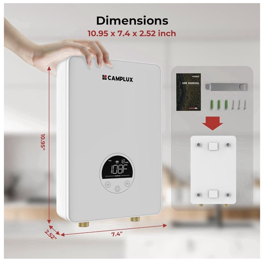 CAMPLUX Tankless Water Heater Electric 6kW at 240 Volts