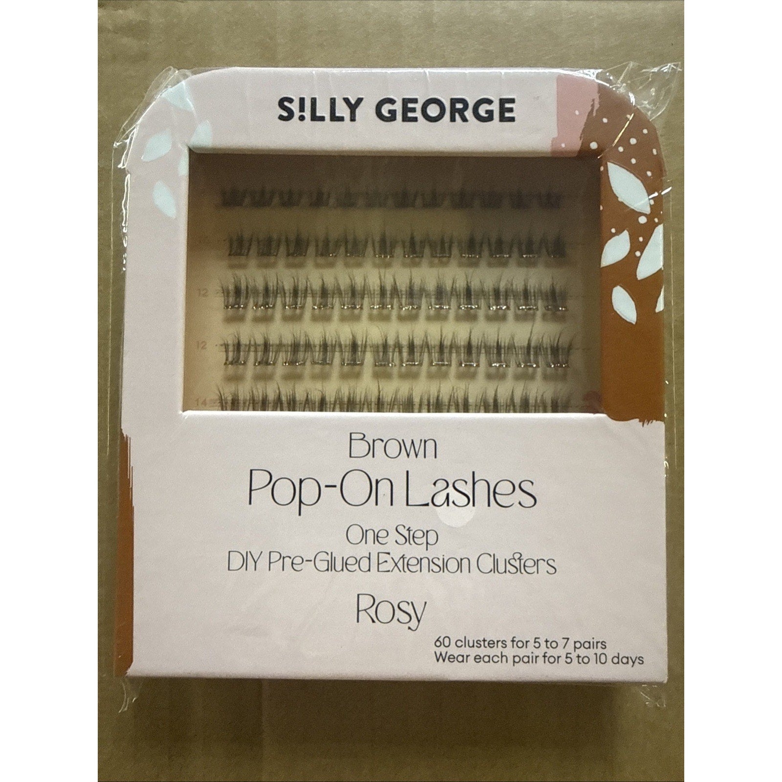 Silly George Pop-On Lashes - DIY 1-Step 1 count (Pack of 60), Brown- Rosy