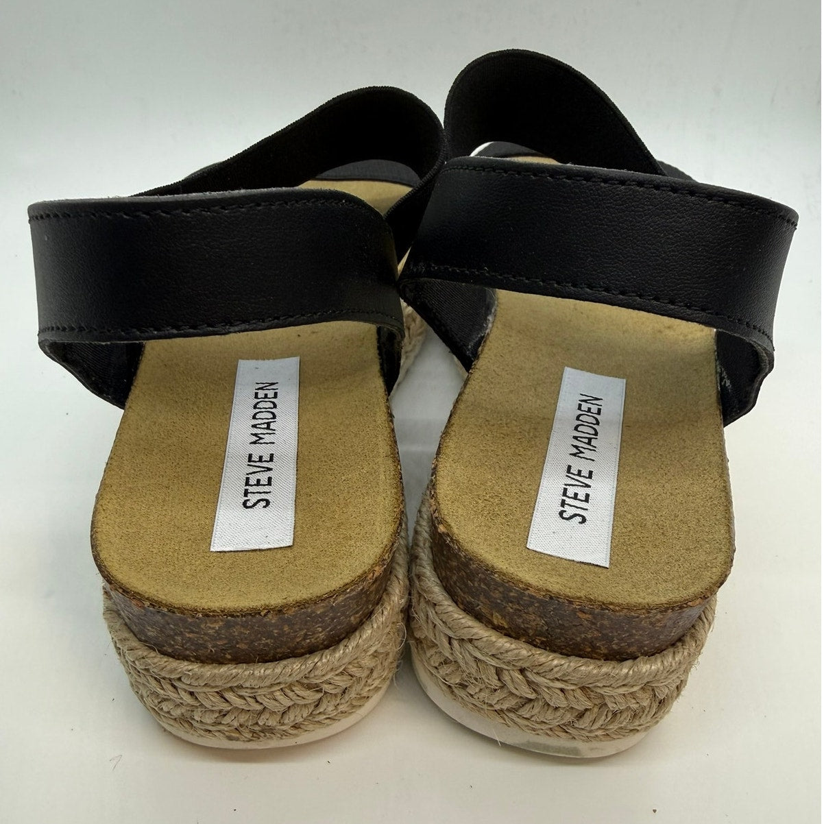 Steve Madden Jaklin Platform Sandal Women's US 8 Beige Black Slingback Strap