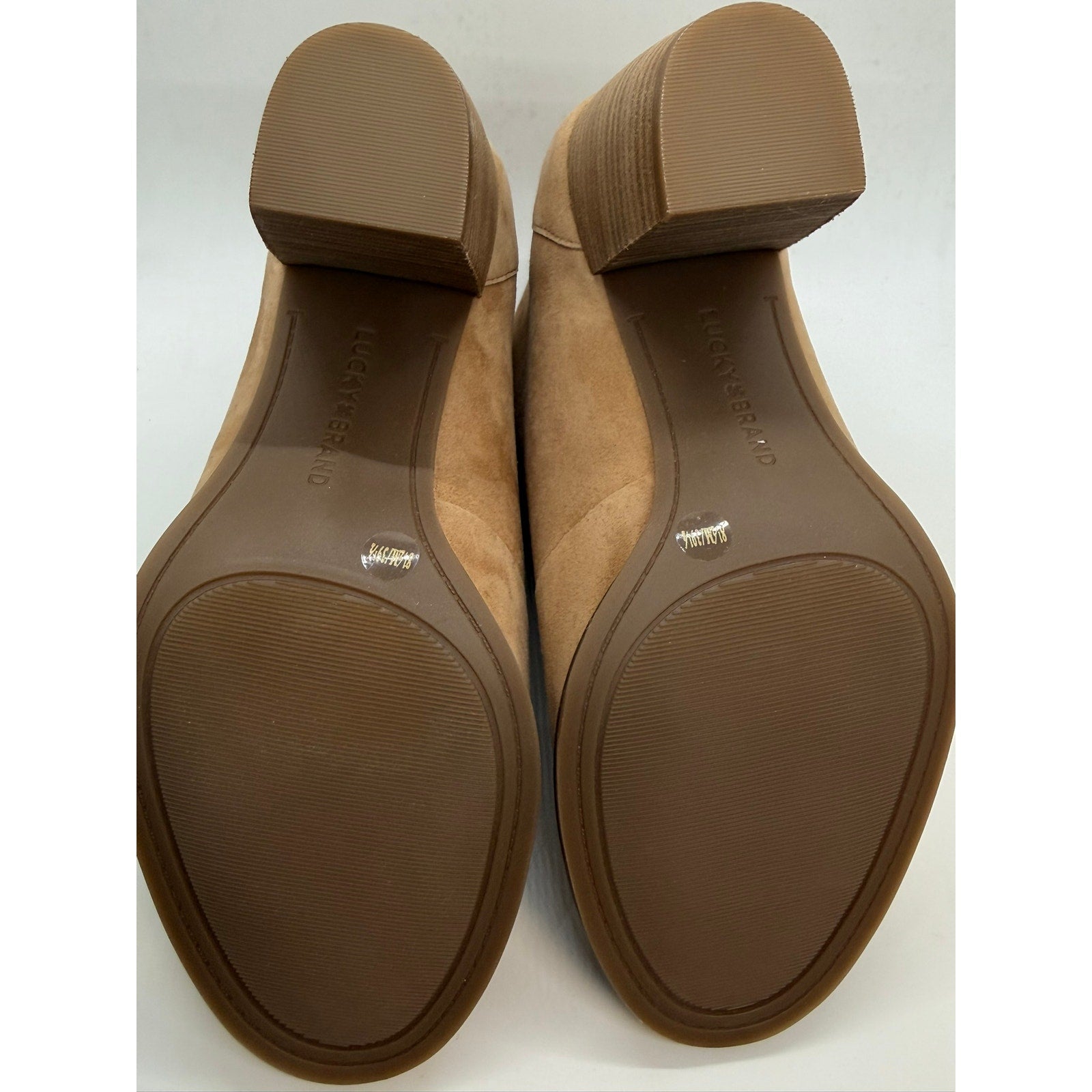 Lucky Brand LK-Joal Shoes Women’s 8 1/2M Tan Leather Peep Toe Block Heel