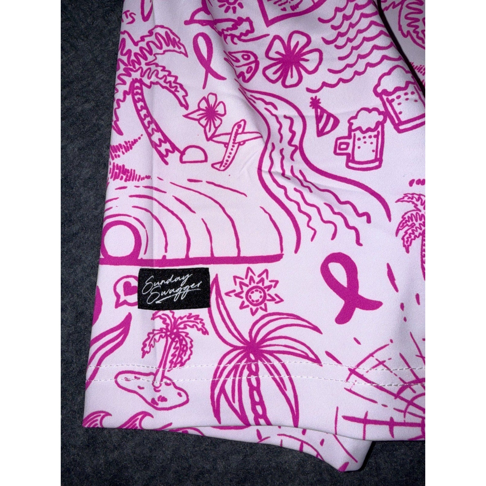 Sunday Swagger Mens Golf Polo Happy Thoughts Breast Cancer Awareness Pink