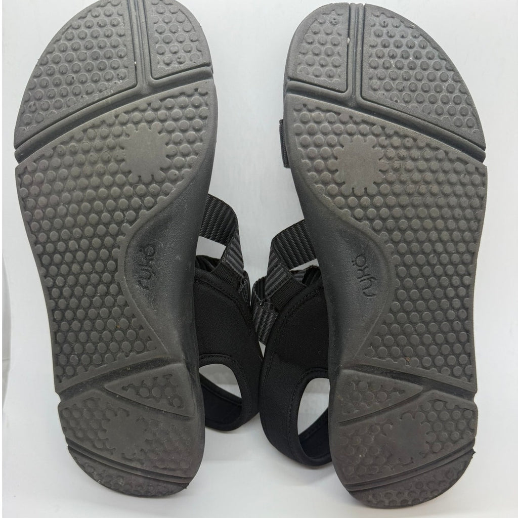 Ryka Manifest Sport Adjustable Sandals Women's US 10 Black Hook & Loop Closure