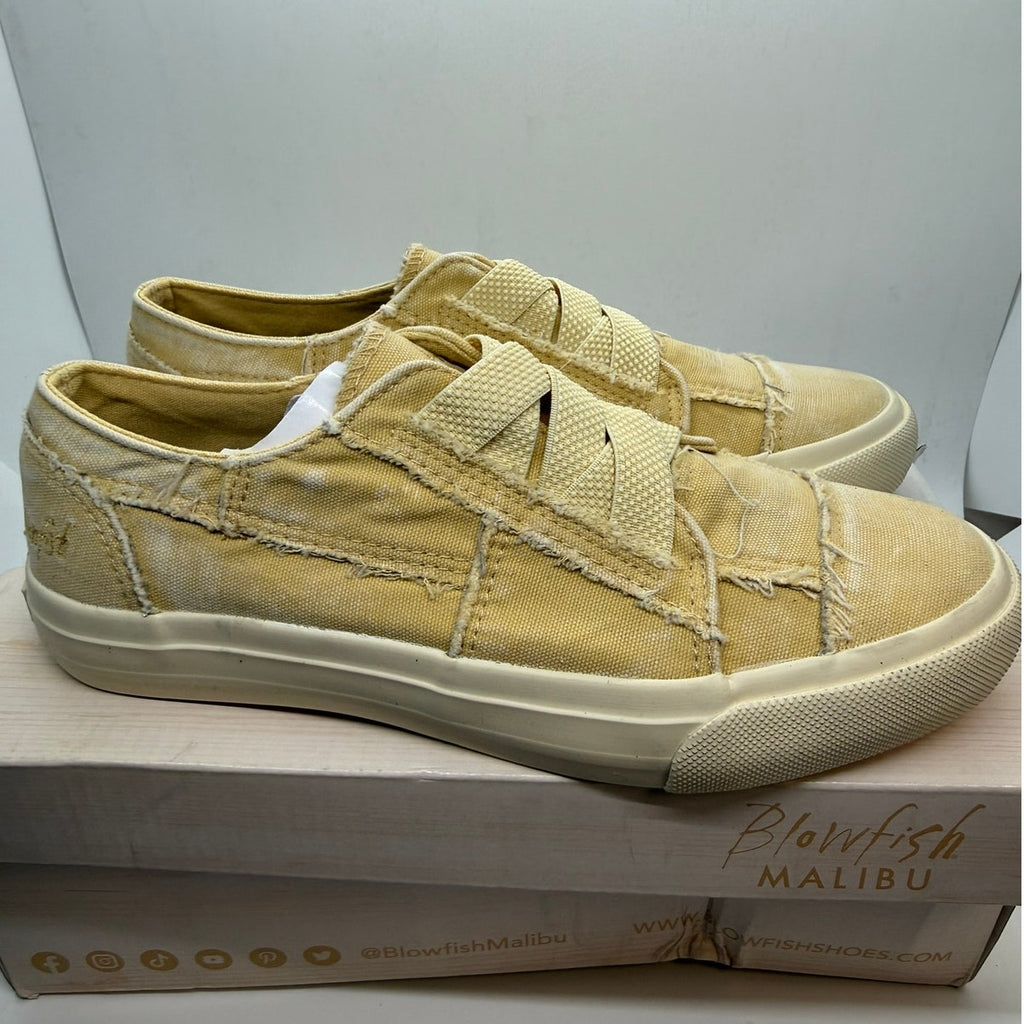 Blowfish Malibu Marley Sneaker Women US 6 Light Yellow Distressed Canvas Pull On