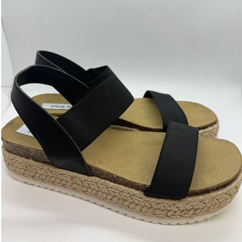 Steve Madden Jaklin Platform Sandal Women's US 8 Beige Black Slingback Strap