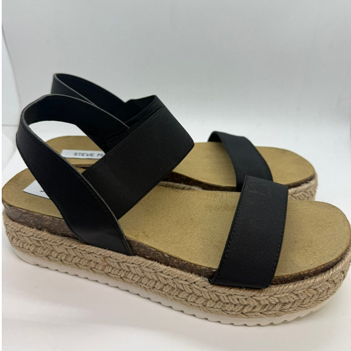 Steve Madden Jaklin Platform Sandal Women's US 8 Beige Black Slingback Strap