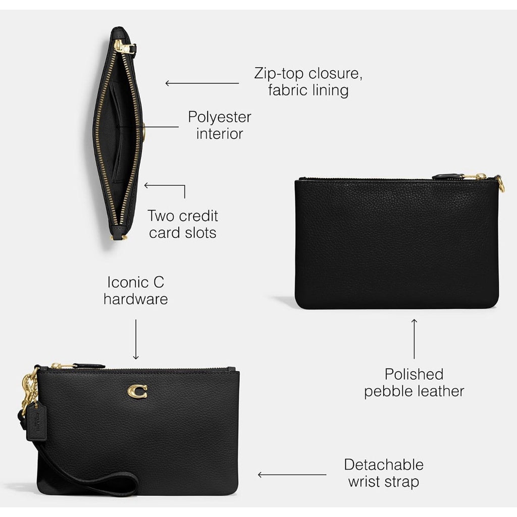 COACH Essential Small Wristlet CH818 Black Leather NWT