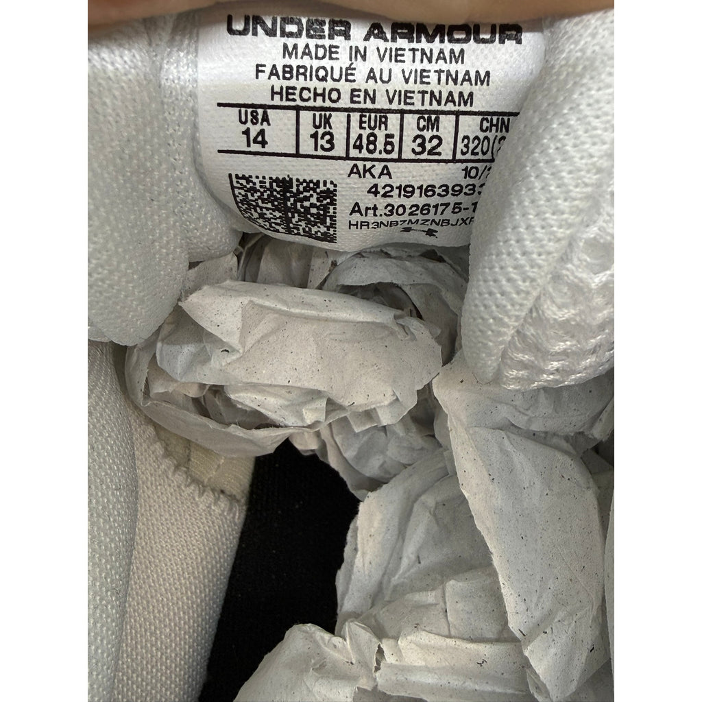 Under Armour UA Charged Assert 10 Sneaker Men's US 14 White Lace-Up 3026175-104