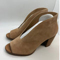 Lucky Brand LK-Joal Shoes Women’s 8 1/2M Tan Leather Peep Toe Block Heel