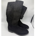 Shoe'N Tale Over-The-Knee Stretch Boots US 10 Black Suede Leather Wide Calf
