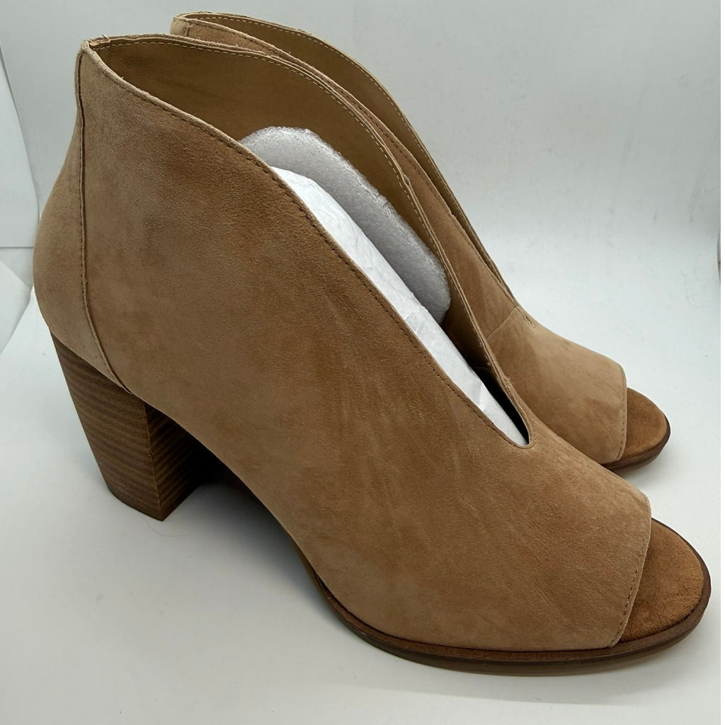Lucky Brand LK-Joal Shoes Women’s 8 1/2M Tan Leather Peep Toe Block Heel