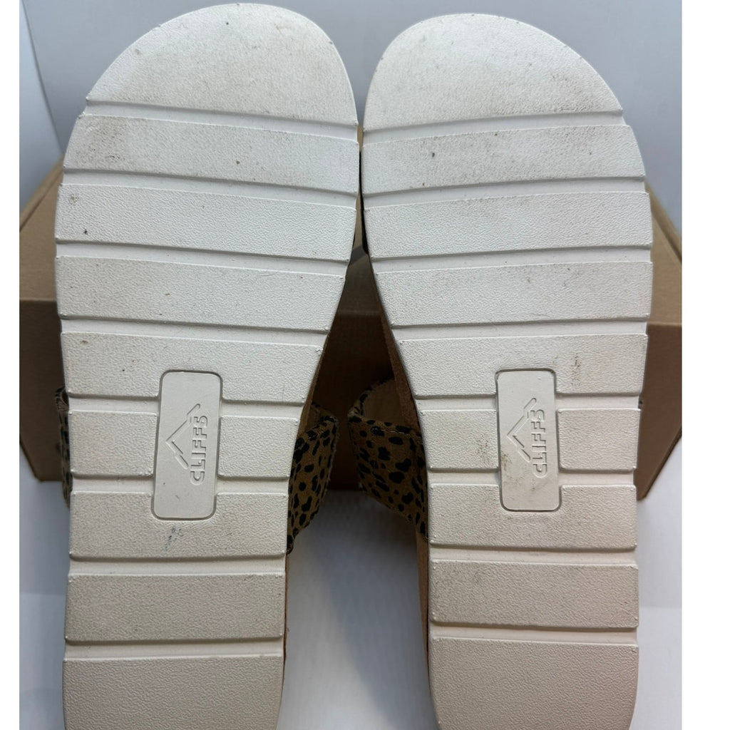 Cliffs by White Mountain Tahlie Slide Sandal Womens US 10 Tan Cheetah C29049-834