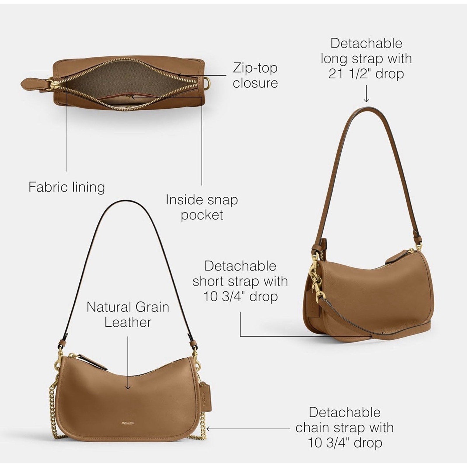 Coach Women's Waverly Bag CCC36 Honey Brown Leather Purse