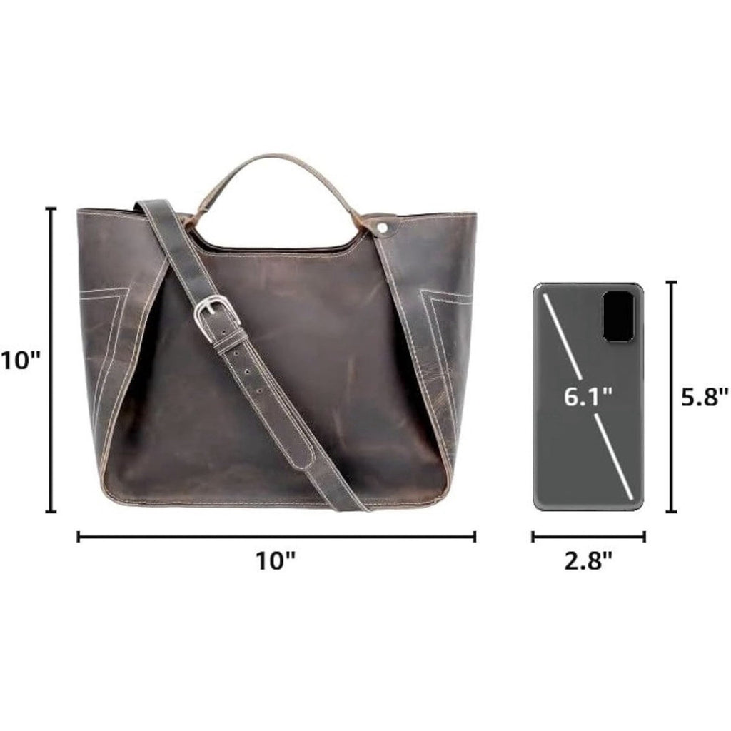 The Tannery Genuine Full Grain Leather Tote Bag for Women Dark Brown