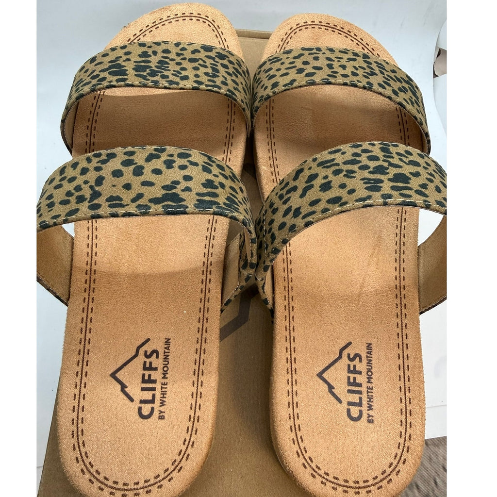 Cliffs by White Mountain Tahlie Slide Sandal Womens US 10 Tan Cheetah C29049-834