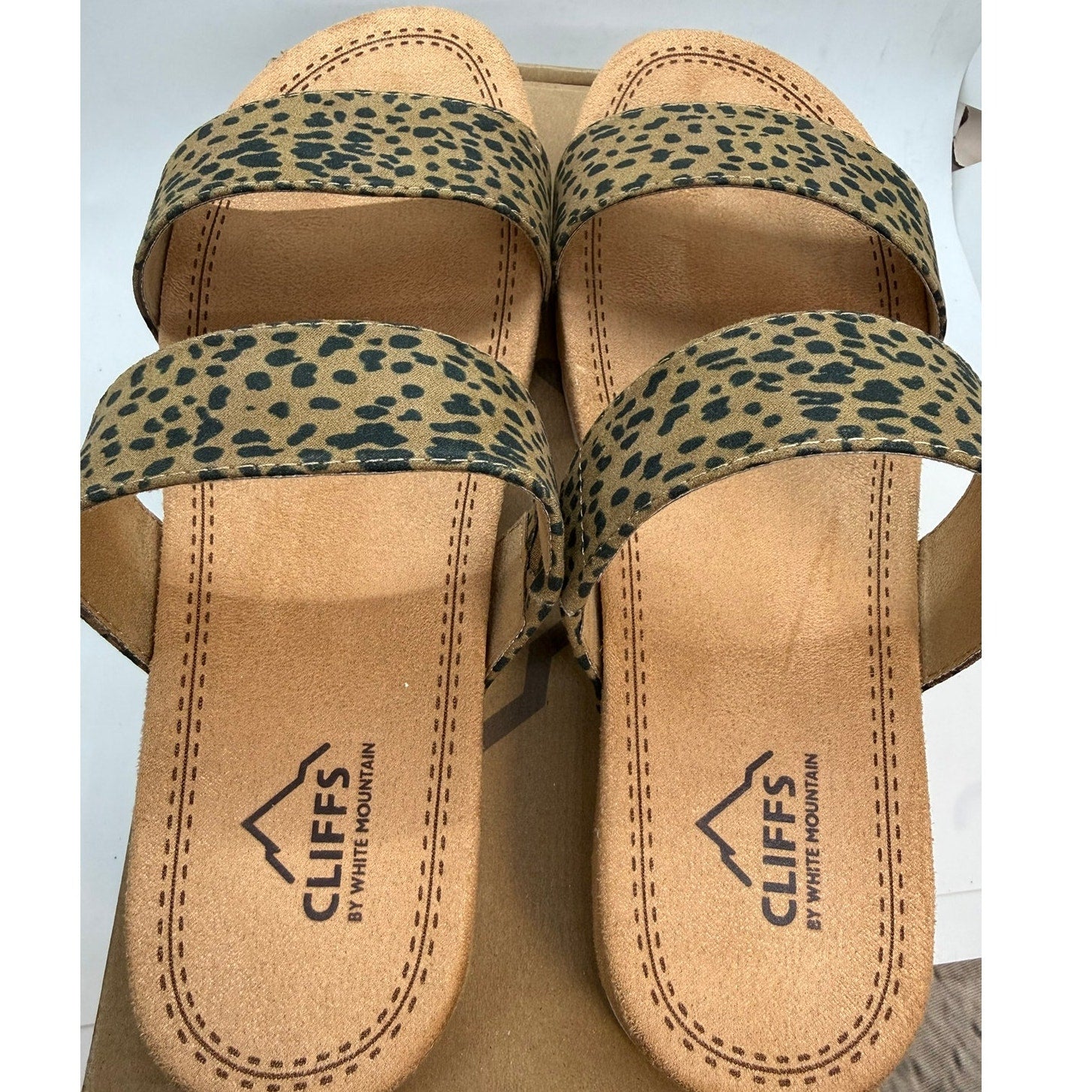 Cliffs by White Mountain Tahlie Slide Sandal Womens US 10 Tan Cheetah C29049-834
