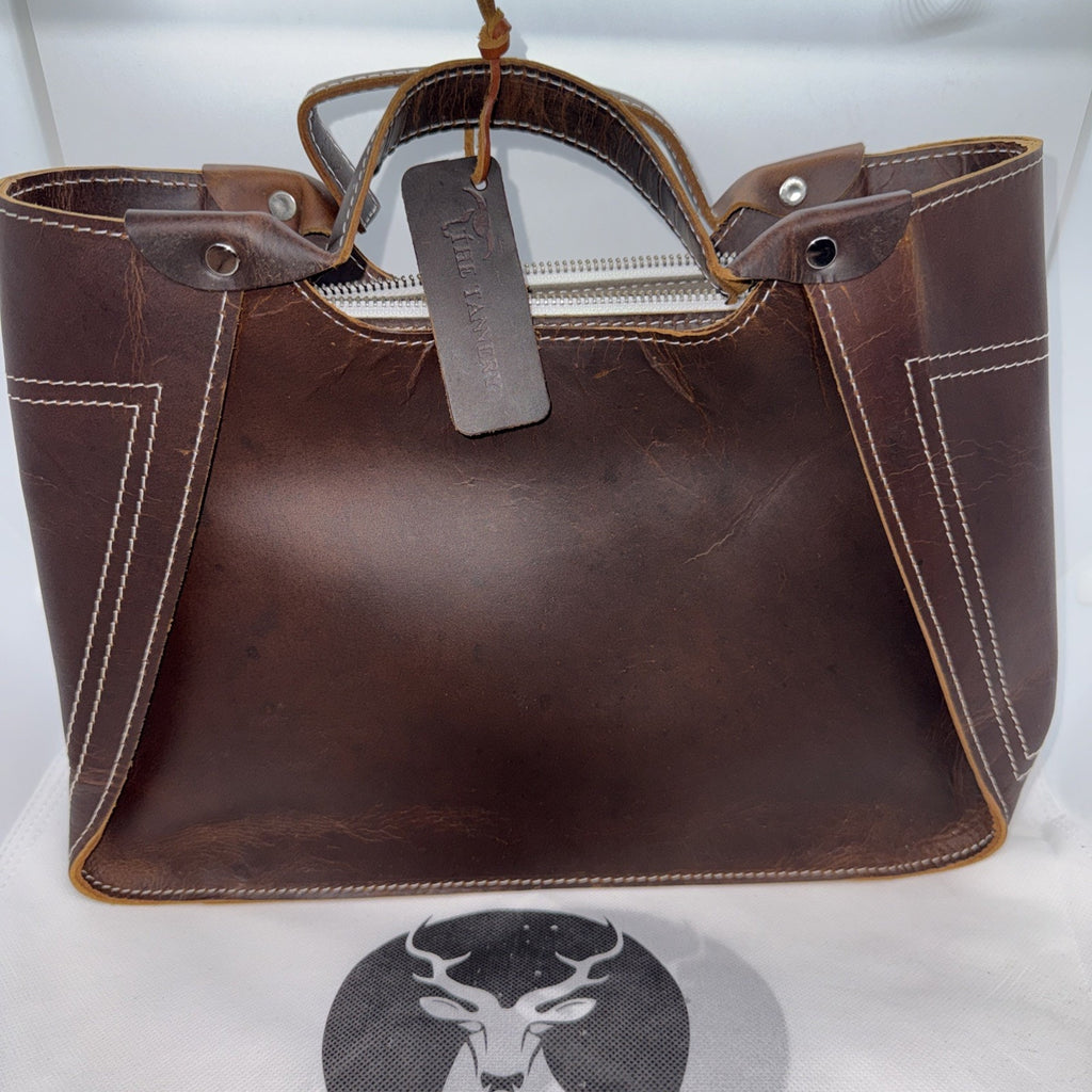 The Tannery Genuine Full Grain Leather Tote Bag for Women Dark Brown