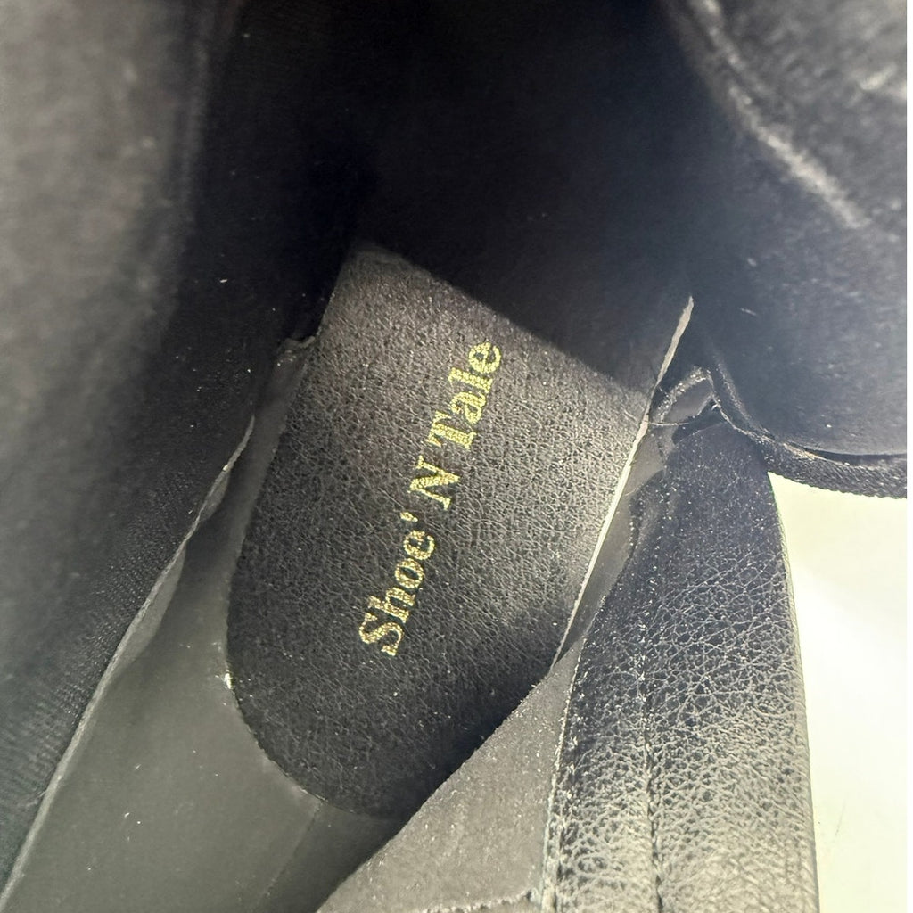 Shoe'N Tale Over-The-Knee Stretch Boots US 10 Black Suede Leather Wide Calf