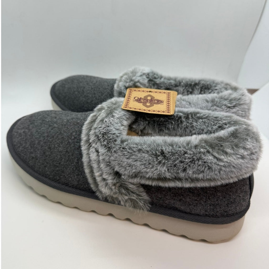 Skechers Cozy up Frosty Snuggles Slippers Women's US 7.5 Grey Slip On 169025/CCL