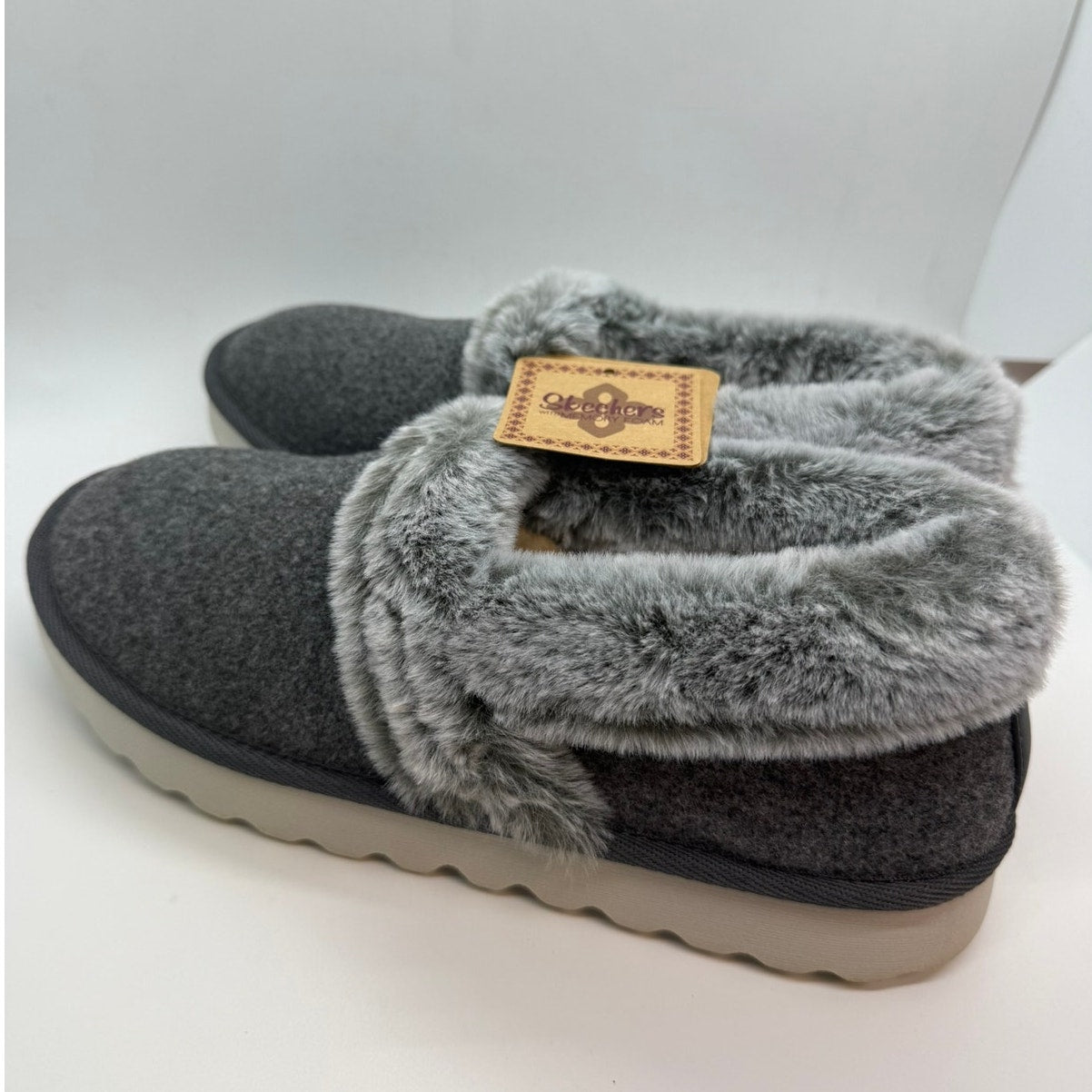 Skechers Cozy up Frosty Snuggles Slippers Women's US 7.5 Grey Slip On 169025/CCL