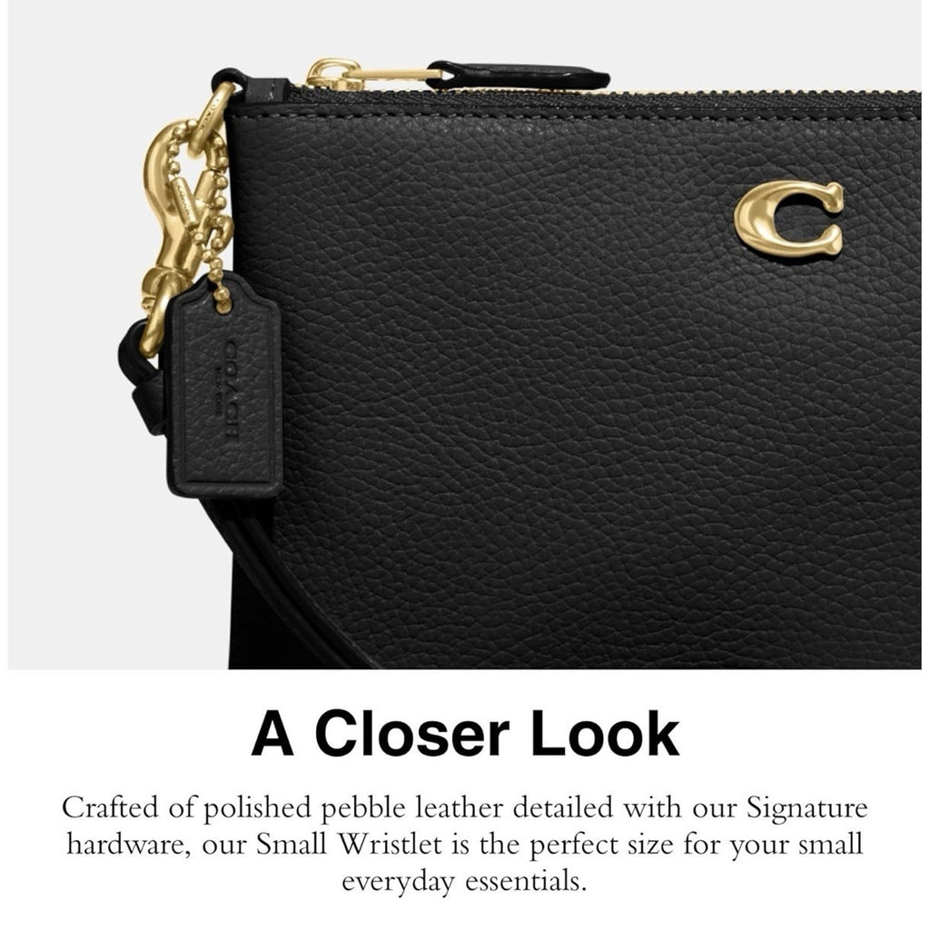 COACH Essential Small Wristlet CH818 Black Leather NWT