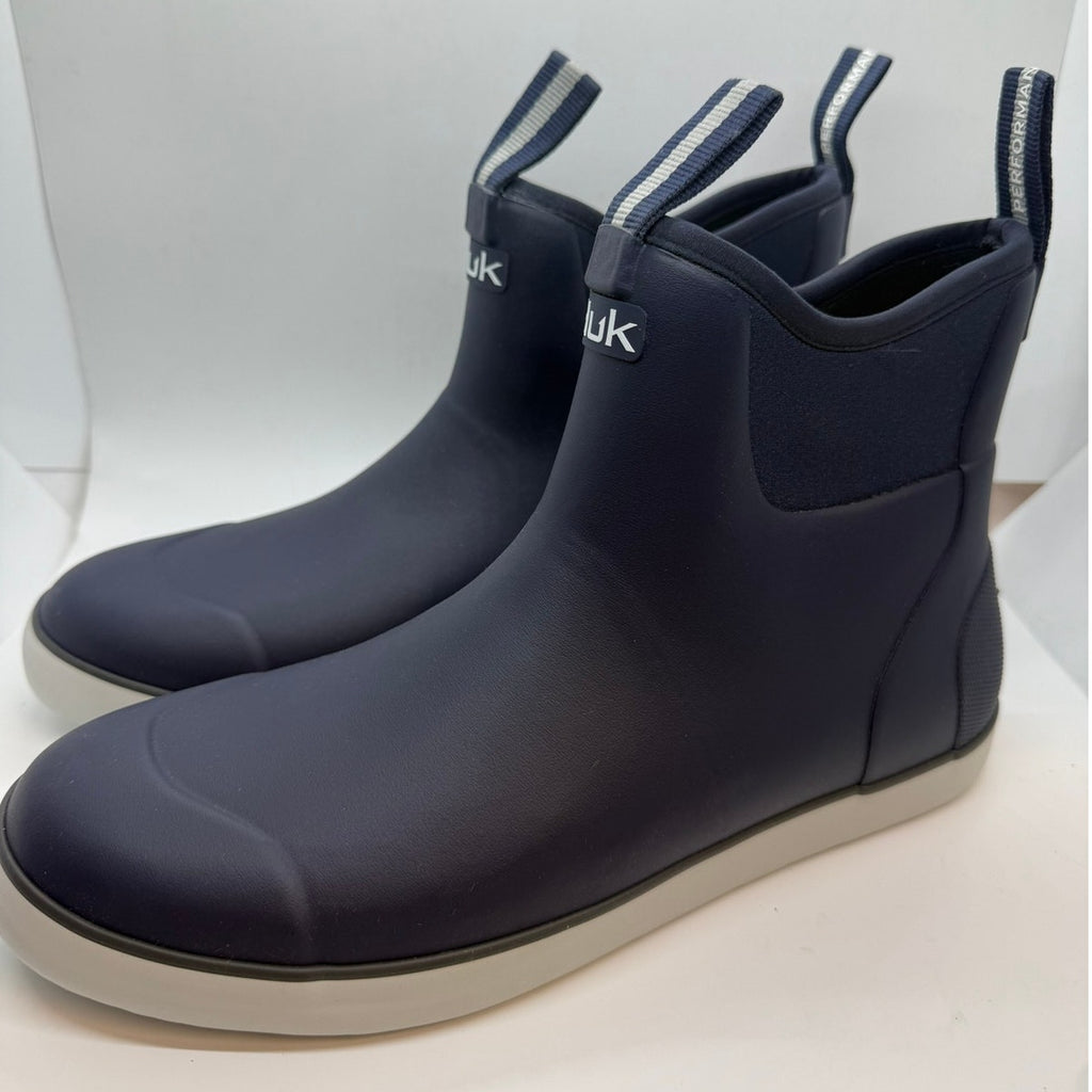 HUK Rogue High Wave Deck Boots Men's US 10 Navy Non Slip Round Toe Pull-On