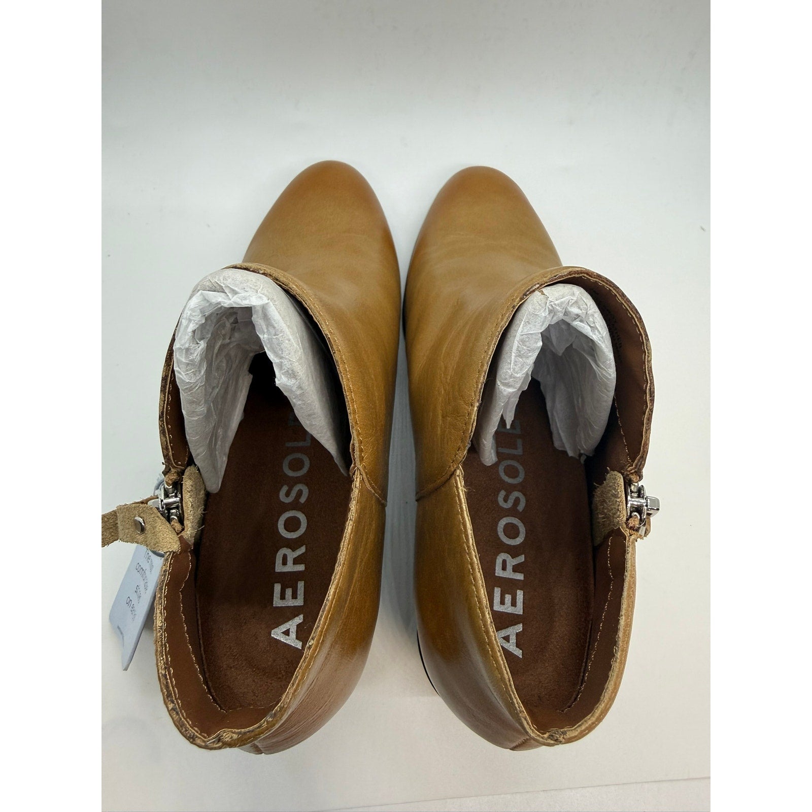 Aerosoles Collaroy Boots Women's Size 9M Camel Burnished Leather SIde Zip