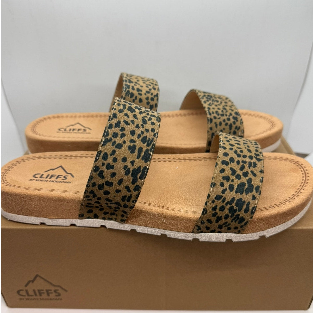 Cliffs by White Mountain Tahlie Slide Sandal Womens US 10 Tan Cheetah C29049-834