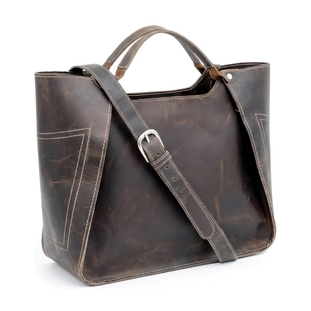 The Tannery Genuine Full Grain Leather Tote Bag for Women Dark Brown