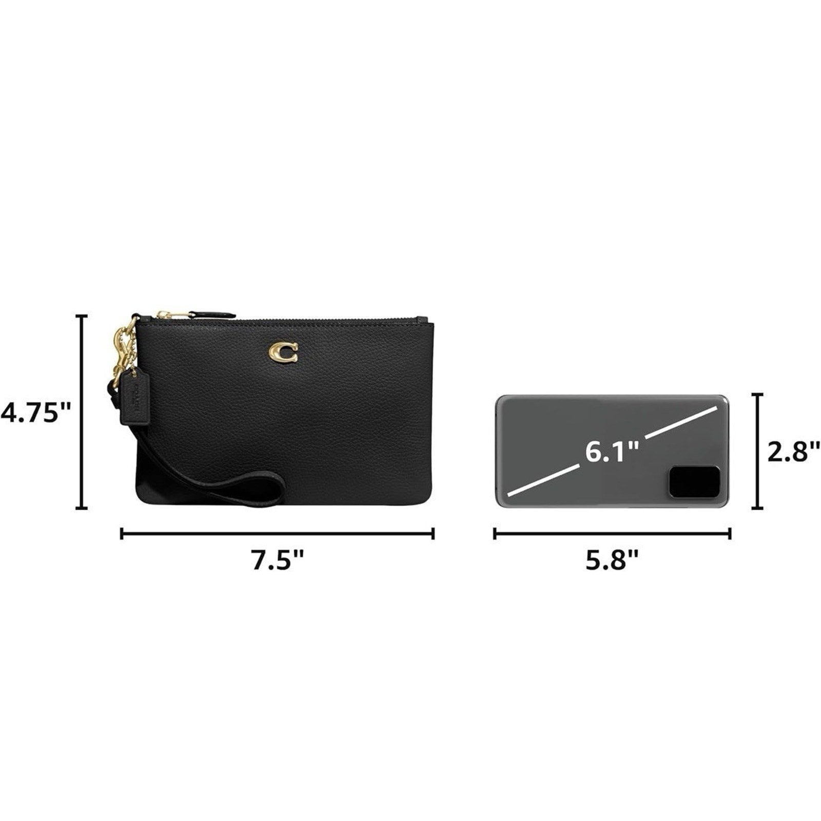 COACH Essential Small Wristlet CH818 Black Leather NWT