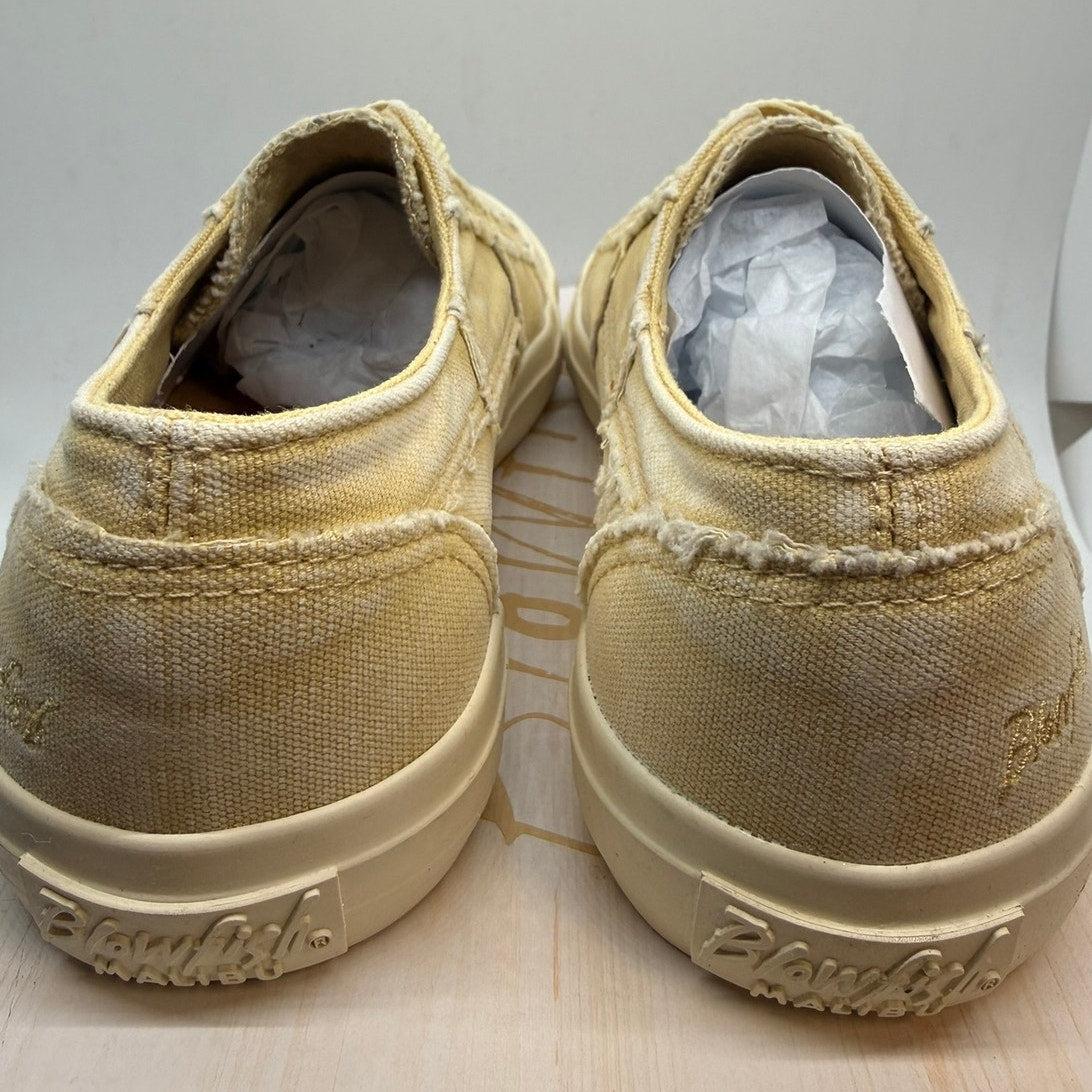 Blowfish Malibu Marley Sneaker Women US 6 Light Yellow Distressed Canvas Pull On