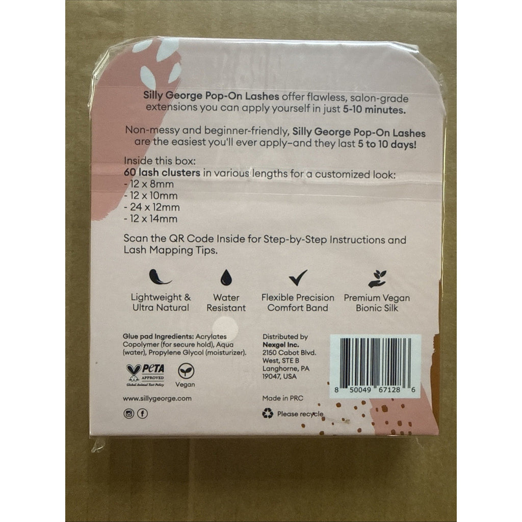 Silly George Pop-On Lashes - DIY 1-Step 1 count (Pack of 60), Brown- Rosy