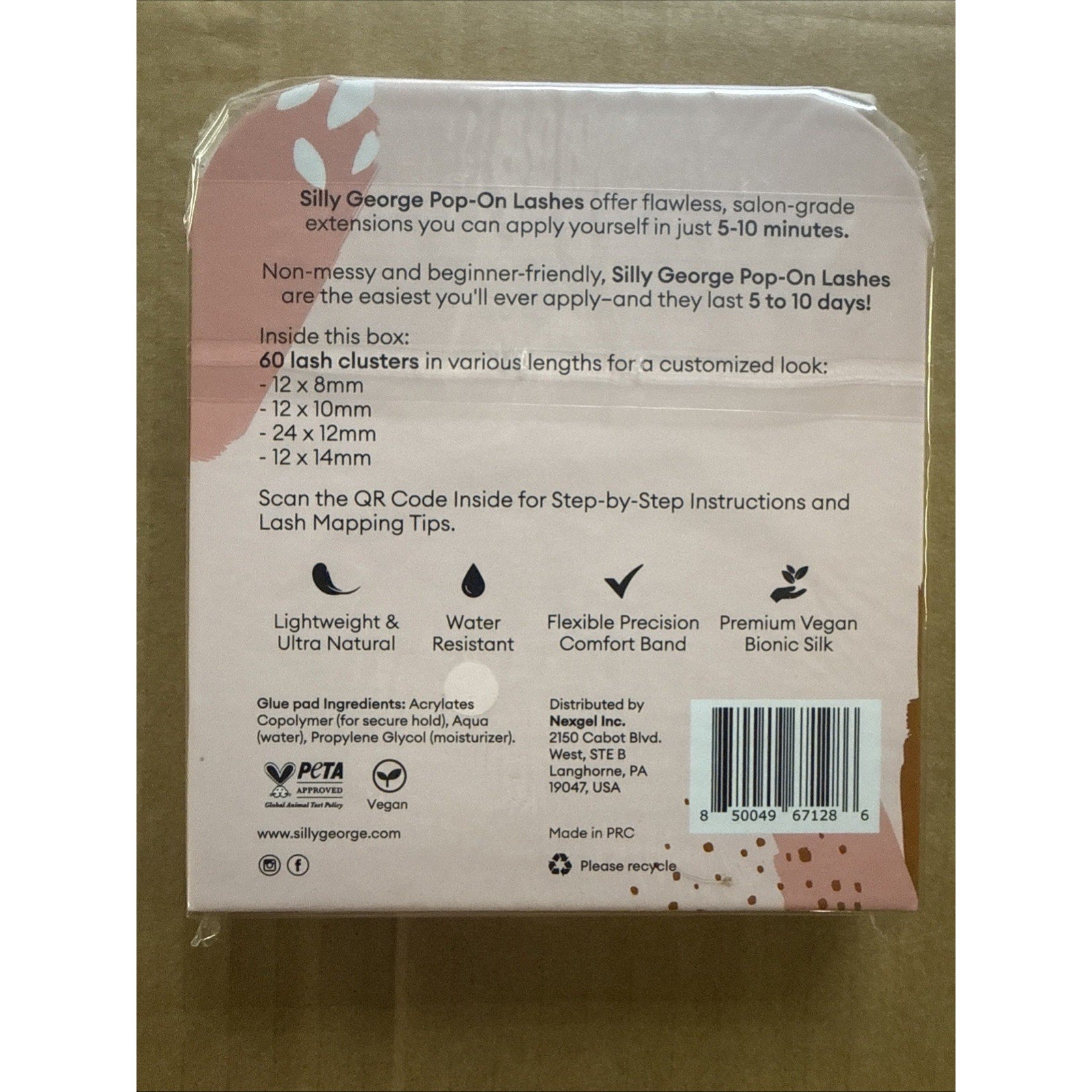 Silly George Pop-On Lashes - DIY 1-Step 1 count (Pack of 60), Brown- Rosy