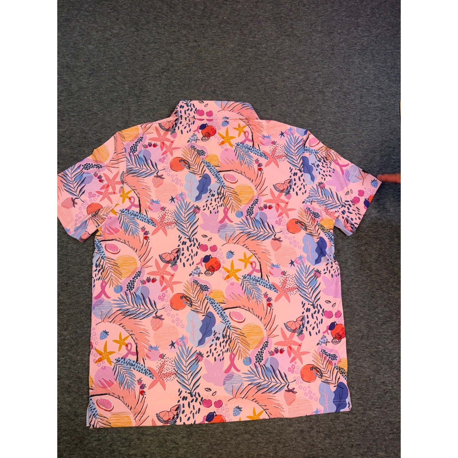 Sunday Swagger Mens Golf Polo Fighting Fruits Breast Cancer Awareness Pink