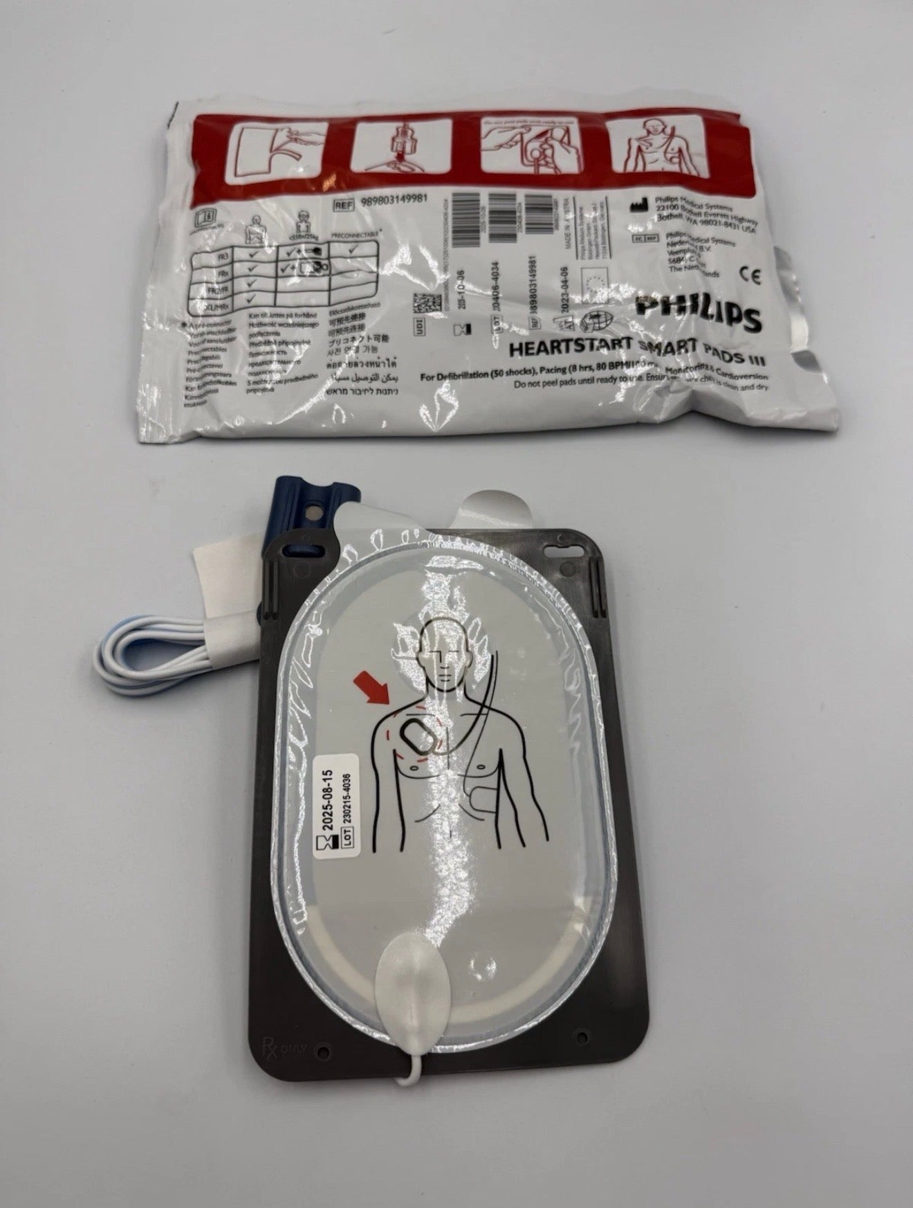 Philips HeartStart FR3 Adult SMART Pads III – Replacement Pads – Exp 08/2025