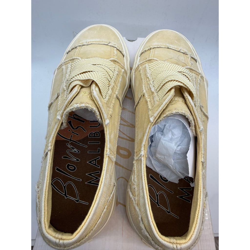 Blowfish Malibu Marley Sneaker Women US 6 Light Yellow Distressed Canvas Pull On