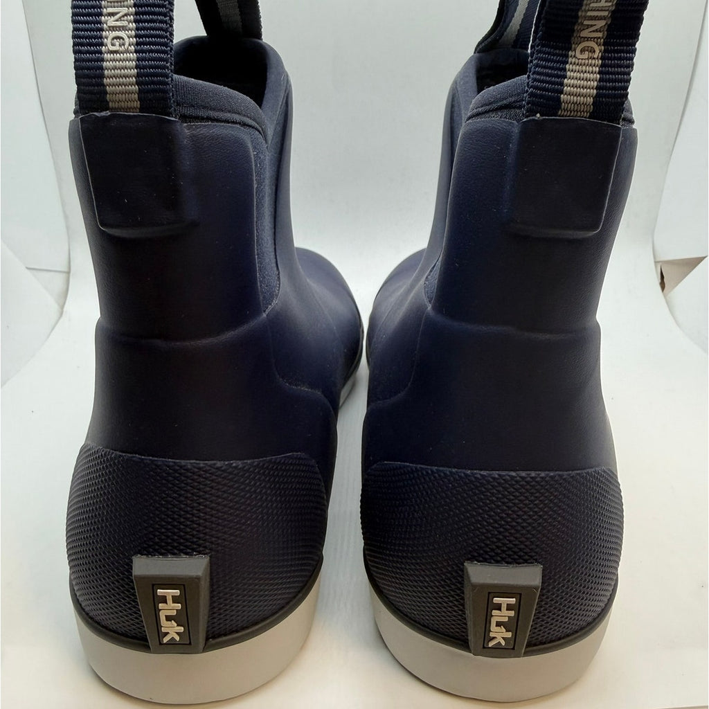 HUK Rogue High Wave Deck Boots Men's US 10 Navy Non Slip Round Toe Pull-On
