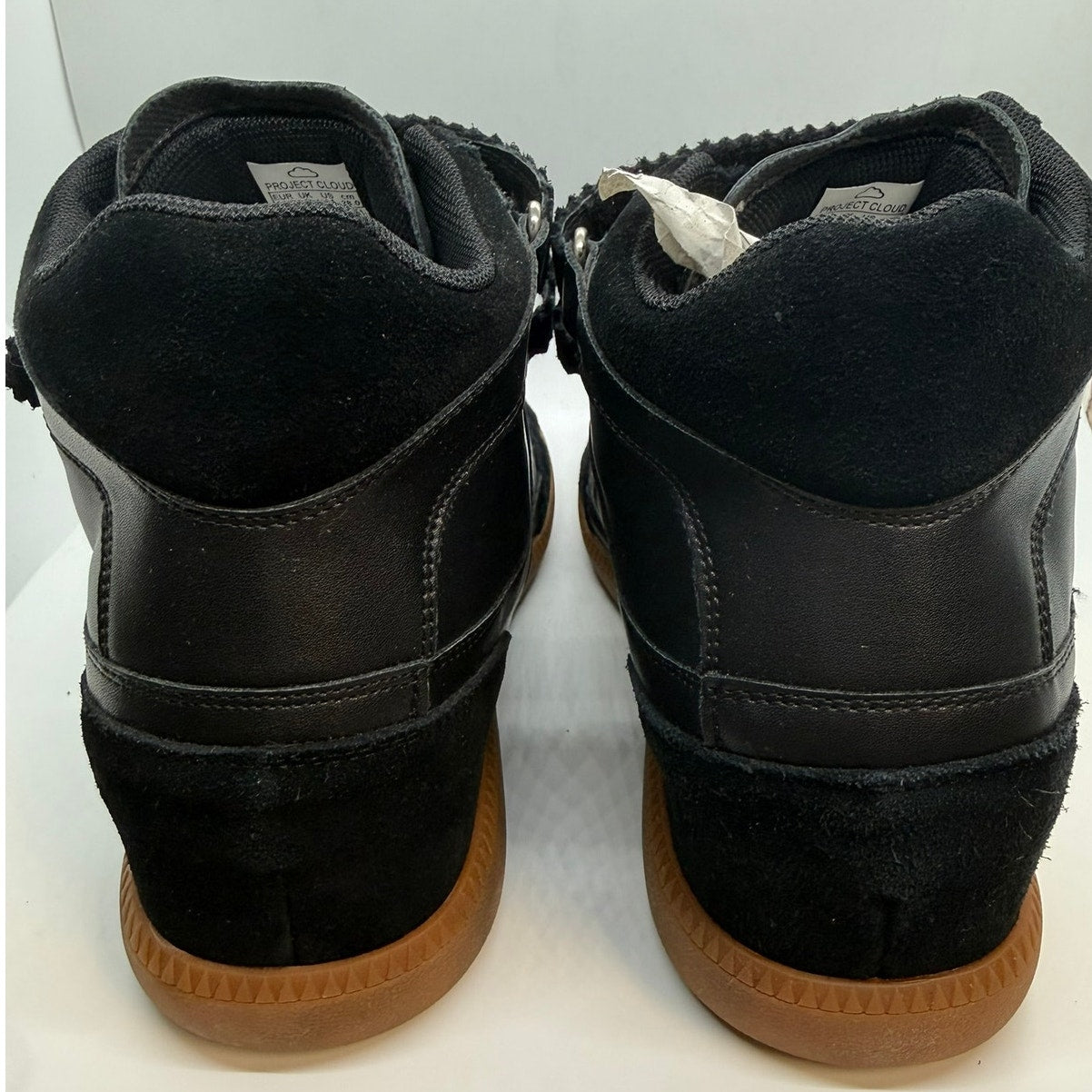 Steve Madden Mustang Wedge Sneakers Women's US 11 Black Suede Velcro Straps