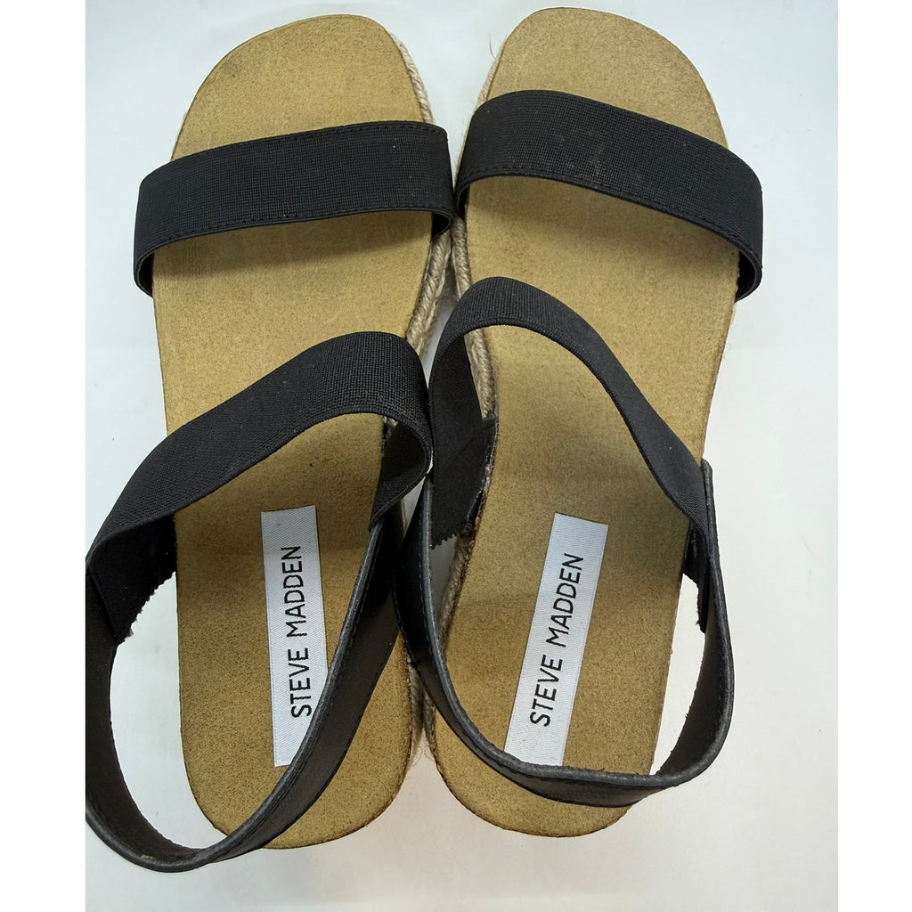 Steve Madden Jaklin Platform Sandal Women's US 8 Beige Black Slingback Strap