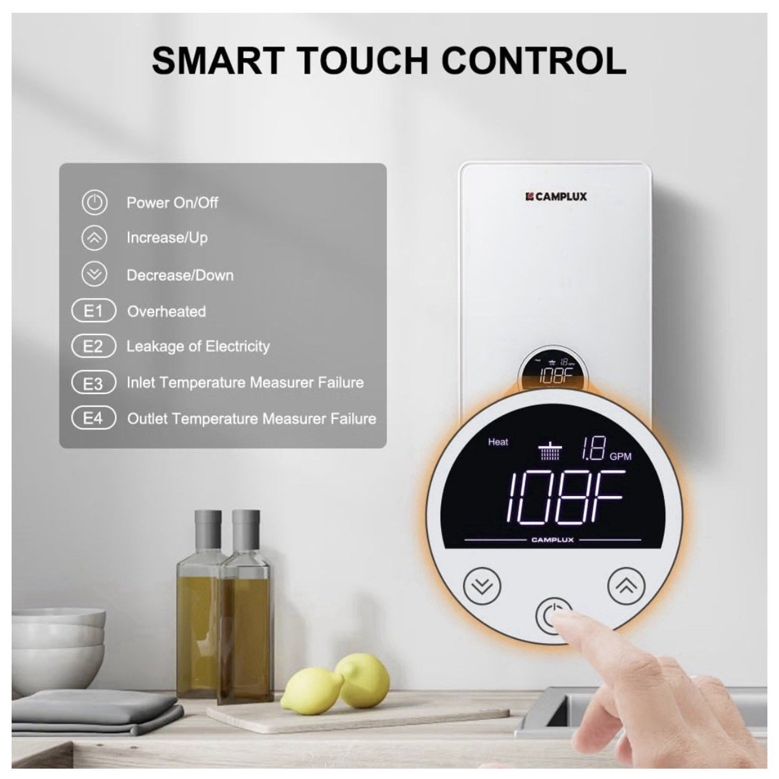 CAMPLUX Tankless Water Heater Electric 6kW at 240 Volts
